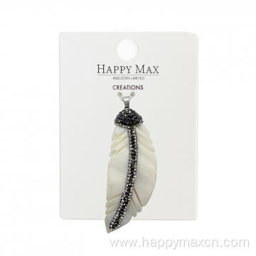 Craft feather shell pendantss rhinestone for jewelry making